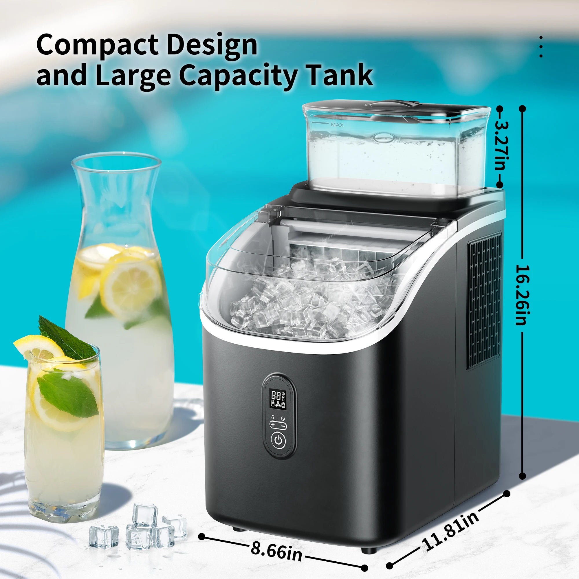 Countertop Ice Maker 34lbs Fast Auto-Clean